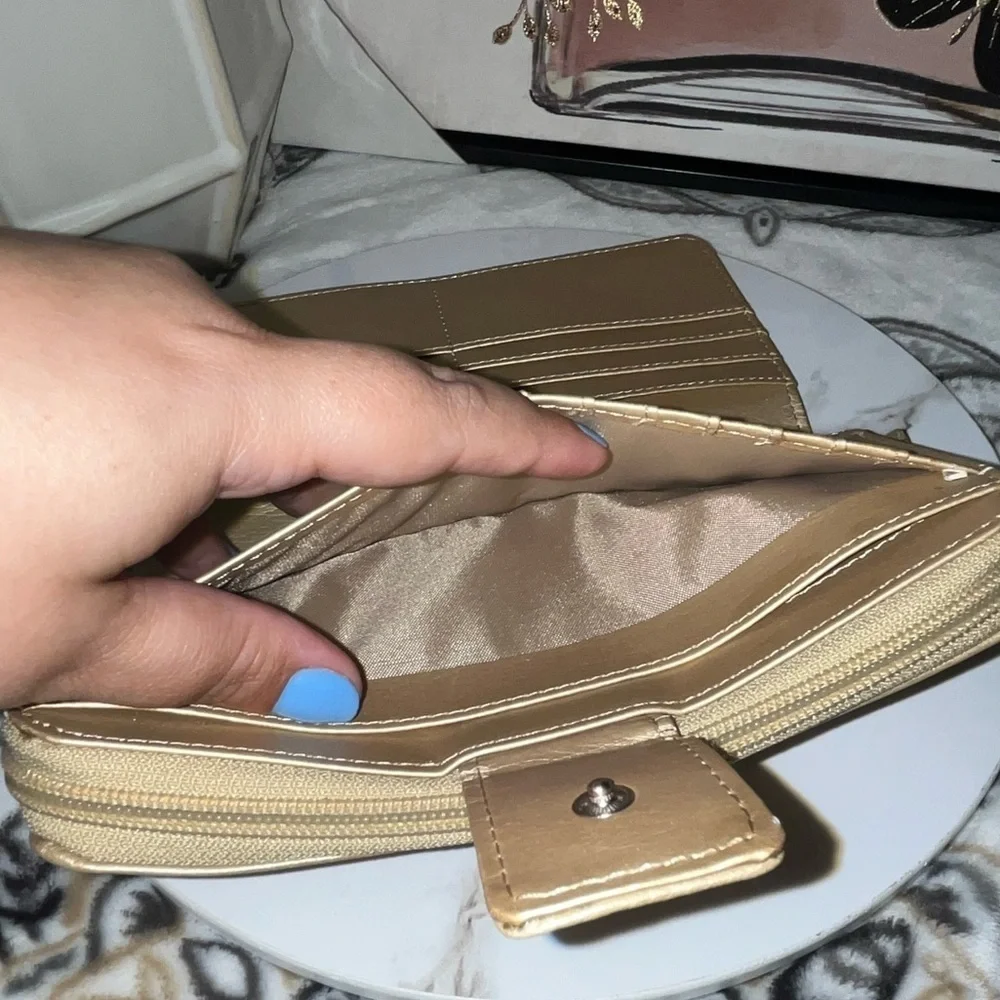 Giani Bernini All-In-One Zip Around Wallet, Champagne Gold, Metallic Leather - Picture 7 of 16